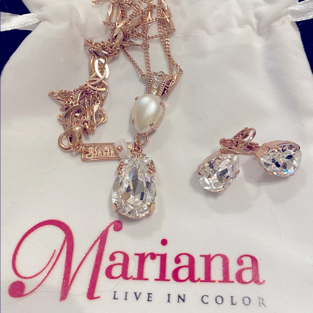 Mariana matching rose gold necklace and earrings